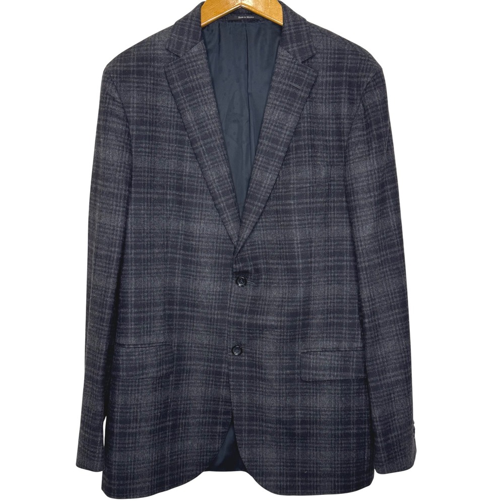 Z Zegna Wool/Angora Blazer 42L Gray Plaid